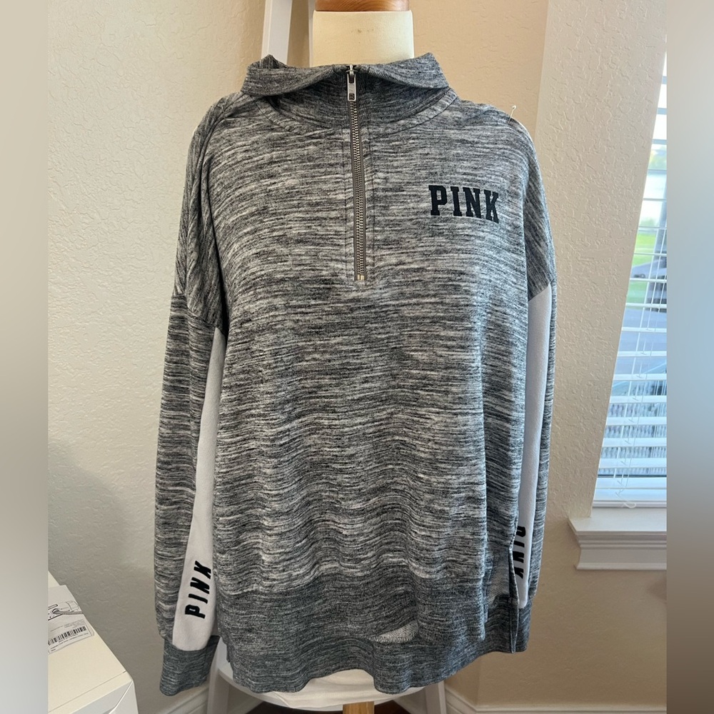 PINK Victoria's Secret Gray and White Pullover